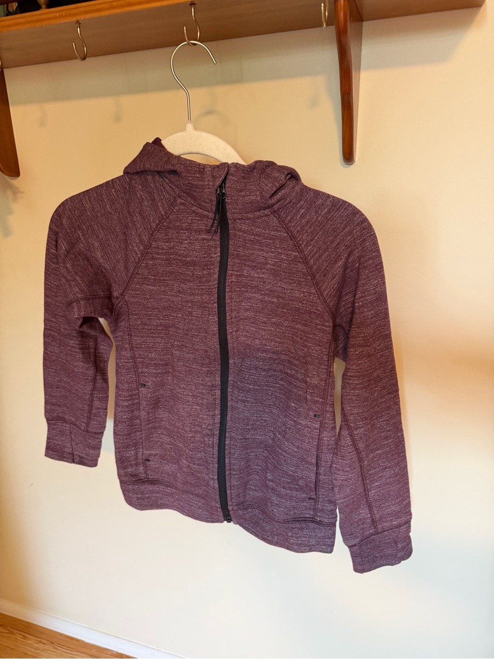 Heather maroon Hooded Zip Sweatshirt